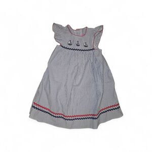 Good Lad Blue and White Striped Dress with Red Trim Size 6